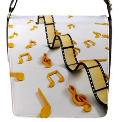 Isolated Three Dimensional Negative Roll Musical Notes Movie Flap Messenger Bag (s) by Mariart