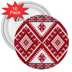 Fabric Aztec 3  Buttons (10 Pack)  by Mariart