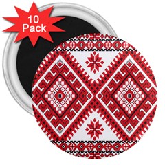 Fabric Aztec 3  Magnets (10 Pack)  by Mariart