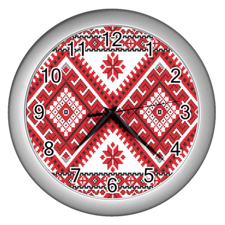 Fabric Aztec Wall Clocks (Silver) 