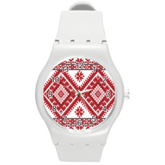 Fabric Aztec Round Plastic Sport Watch (m) by Mariart