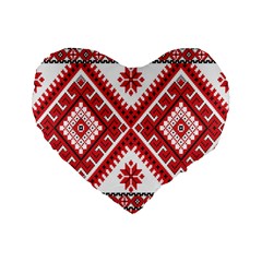 Fabric Aztec Standard 16  Premium Flano Heart Shape Cushions by Mariart