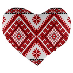 Fabric Aztec Large 19  Premium Flano Heart Shape Cushions by Mariart