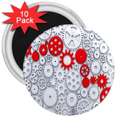 Iron Chain White Red 3  Magnets (10 Pack)  by Mariart