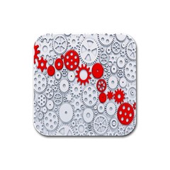 Iron Chain White Red Rubber Square Coaster (4 Pack) 