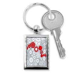 Iron Chain White Red Key Chains (rectangle) 