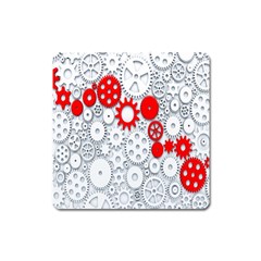 Iron Chain White Red Square Magnet by Mariart