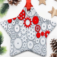 Iron Chain White Red Star Ornament (two Sides) by Mariart