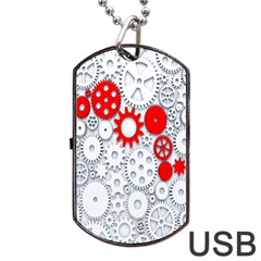 Iron Chain White Red Dog Tag Usb Flash (one Side)