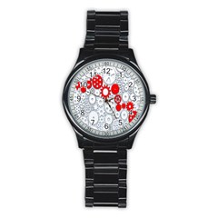 Iron Chain White Red Stainless Steel Round Watch by Mariart