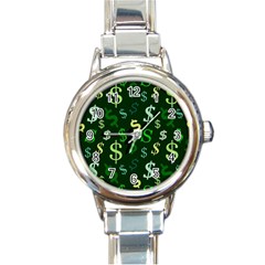 Money Us Dollar Green Round Italian Charm Watch