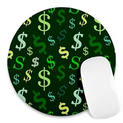 Money Us Dollar Green Round Mousepads