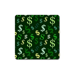 Money Us Dollar Green Square Magnet