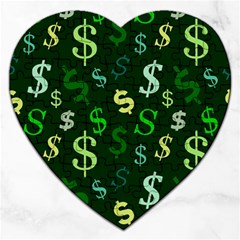 Money Us Dollar Green Jigsaw Puzzle (heart) by Mariart