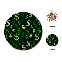 Money Us Dollar Green Playing Cards (Round) 