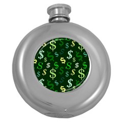 Money Us Dollar Green Round Hip Flask (5 oz)