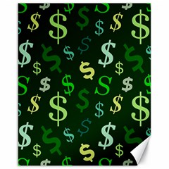 Money Us Dollar Green Canvas 16  x 20  