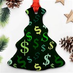 Money Us Dollar Green Christmas Tree Ornament (Two Sides) Back