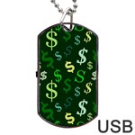 Money Us Dollar Green Dog Tag USB Flash (One Side) Front