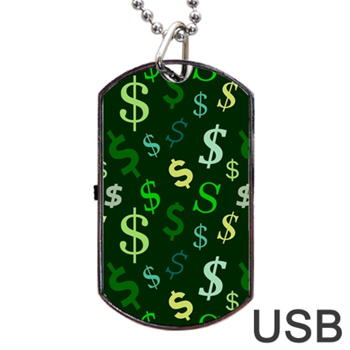 Money Us Dollar Green Dog Tag USB Flash (One Side)