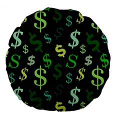 Money Us Dollar Green Large 18  Premium Round Cushions