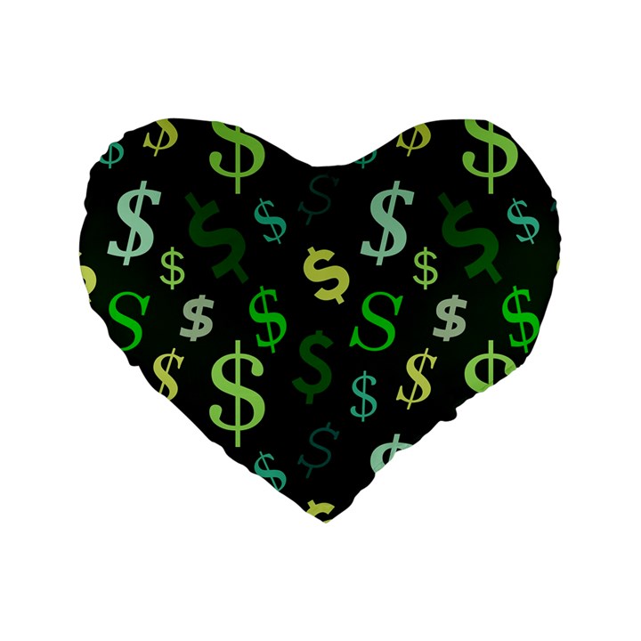 Money Us Dollar Green Standard 16  Premium Heart Shape Cushions