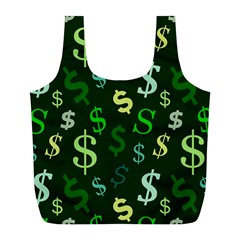 Money Us Dollar Green Full Print Recycle Bags (L) 