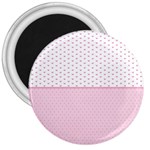 Love Polka Dot White Pink Line 3  Magnets Front