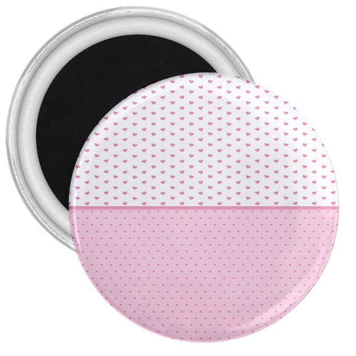 Love Polka Dot White Pink Line 3  Magnets