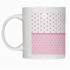 Love Polka Dot White Pink Line White Mugs by Mariart