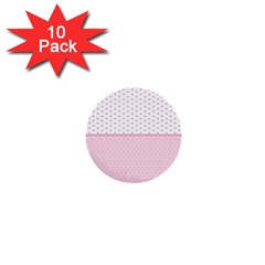 Love Polka Dot White Pink Line 1  Mini Buttons (10 Pack) 