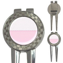 Love Polka Dot White Pink Line 3-in-1 Golf Divots by Mariart