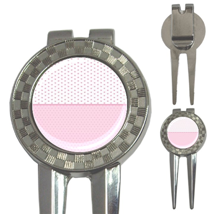 Love Polka Dot White Pink Line 3-in-1 Golf Divots