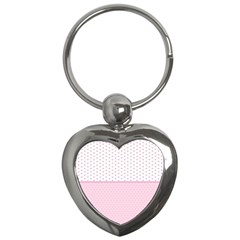 Love Polka Dot White Pink Line Key Chains (heart)  by Mariart