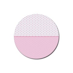 Love Polka Dot White Pink Line Rubber Round Coaster (4 Pack)  by Mariart