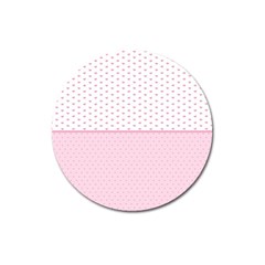 Love Polka Dot White Pink Line Magnet 3  (round)