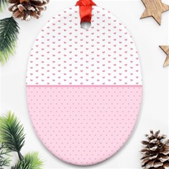 Love Polka Dot White Pink Line Oval Ornament (two Sides) by Mariart