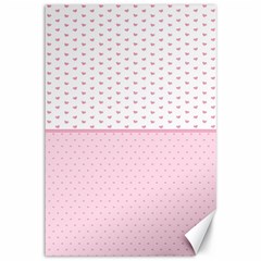 Love Polka Dot White Pink Line Canvas 12  X 18  