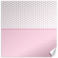 Love Polka Dot White Pink Line Canvas 16  X 16  