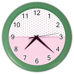 Love Polka Dot White Pink Line Color Wall Clocks by Mariart