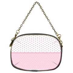 Love Polka Dot White Pink Line Chain Purses (two Sides) 