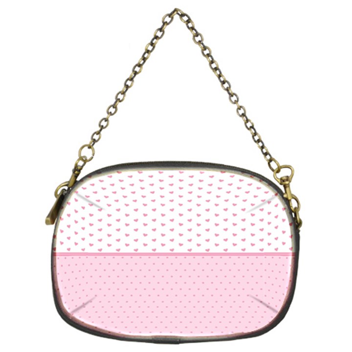 Love Polka Dot White Pink Line Chain Purses (Two Sides) 