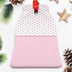 Love Polka Dot White Pink Line Bell Ornament (two Sides) by Mariart