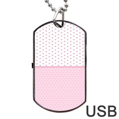 Love Polka Dot White Pink Line Dog Tag Usb Flash (one Side) by Mariart