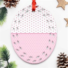 Love Polka Dot White Pink Line Oval Filigree Ornament (two Sides) by Mariart