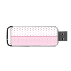 Love Polka Dot White Pink Line Portable Usb Flash (two Sides) by Mariart