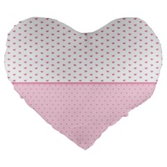 Love Polka Dot White Pink Line Large 19  Premium Heart Shape Cushions