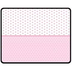 Love Polka Dot White Pink Line Double Sided Fleece Blanket (medium) 