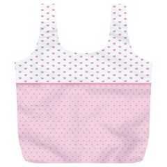 Love Polka Dot White Pink Line Full Print Recycle Bags (l)  by Mariart