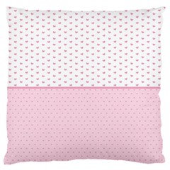 Love Polka Dot White Pink Line Large Flano Cushion Case (one Side) by Mariart